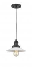 Innovations Lighting 201C-BK-G1-LED - Halophane - 1 Light - 9 inch - Matte Black - Cord hung - Mini Pendant