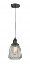 Innovations Lighting 201C-BK-G142-LED - Chatham - 1 Light - 7 inch - Matte Black - Cord hung - Mini Pendant