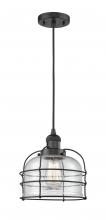 Innovations Lighting 201C-BK-G74-CE-LED - Bell Cage - 1 Light - 9 inch - Matte Black - Cord hung - Mini Pendant