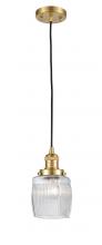 Innovations Lighting 201C-SG-G302-LED - Colton - 1 Light - 6 inch - Satin Gold - Cord hung - Mini Pendant