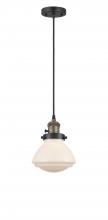  201CSW-BAB-G321 - Olean - 1 Light - 7 inch - Black Antique Brass - Cord hung - Mini Pendant