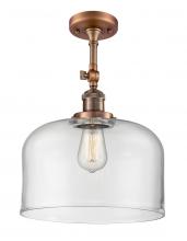  201F-AC-G72-L - Bell - 1 Light - 12 inch - Antique Copper - Semi-Flush Mount