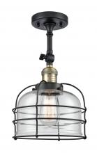 Innovations Lighting 201F-BAB-G72-CE-LED - Bell Cage - 1 Light - 9 inch - Black Antique Brass - Semi-Flush Mount