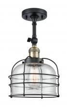 Innovations Lighting 201F-BAB-G74-CE-LED - Bell Cage - 1 Light - 9 inch - Black Antique Brass - Semi-Flush Mount