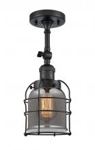 Innovations Lighting 201F-BK-G53-CE - Bell Cage - 1 Light - 6 inch - Matte Black - Semi-Flush Mount