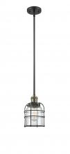 Innovations Lighting 201S-BAB-G52-CE-LED - Bell Cage - 1 Light - 6 inch - Black Antique Brass - Stem Hung - Mini Pendant