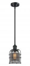 Innovations Lighting 201S-BK-G53-CE-LED - Bell Cage - 1 Light - 6 inch - Matte Black - Stem Hung - Mini Pendant