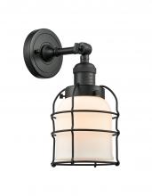  203-BK-G51-CE - Bell Cage - 1 Light - 6 inch - Matte Black - Sconce