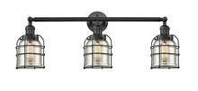 Innovations Lighting 205-BK-G58-CE - Bell Cage - 3 Light - 31 inch - Matte Black - Bath Vanity Light