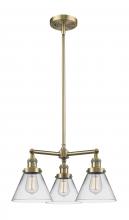  207-AB-G42-LED - Cone - 3 Light - 22 inch - Antique Brass - Stem Hung - Chandelier