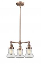  207-AC-G192-LED - Bellmont - 3 Light - 18 inch - Antique Copper - Stem Hung - Chandelier