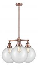  207-AC-G202-10-LED - Beacon - 3 Light - 24 inch - Antique Copper - Stem Hung - Chandelier