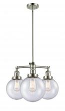  207-PN-G204-8 - Beacon - 3 Light - 22 inch - Polished Nickel - Stem Hung - Chandelier