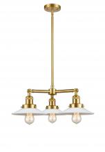  207-SG-G1 - Halophane - 3 Light - 22 inch - Satin Gold - Stem Hung - Chandelier