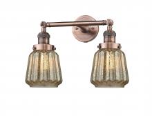 Innovations Lighting 208-AC-G146-LED - Chatham - 2 Light - 16 inch - Antique Copper - Bath Vanity Light