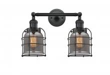  208-BK-G53-CE - Bell Cage - 2 Light - 16 inch - Matte Black - Bath Vanity Light