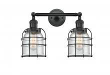  208-BK-G54-CE - Bell Cage - 2 Light - 16 inch - Matte Black - Bath Vanity Light