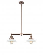 Innovations Lighting 209-AC-G1-LED - Halophane - 2 Light - 21 inch - Antique Copper - Stem Hung - Island Light