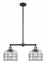 Innovations Lighting 209-BAB-G74-CE-LED - Bell Cage - 2 Light - 24 inch - Black Antique Brass - Stem Hung - Island Light