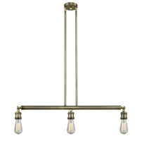  213-AB - Bare Bulb - 3 Light - 38 inch - Antique Brass - Stem Hung - Island Light