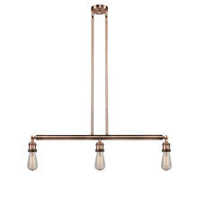  213-AC - Bare Bulb - 3 Light - 38 inch - Antique Copper - Stem Hung - Island Light