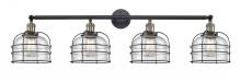  215-BAB-G74-CE - Bell Cage - 4 Light - 44 inch - Black Antique Brass - Bath Vanity Light