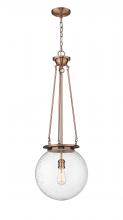  221-1P-AC-G204-14 - Beacon - 1 Light - 14 inch - Antique Copper - Chain Hung - Pendant