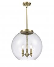  221-3S-AB-G124-16 - Athens - 3 Light - 16 inch - Antique Brass - Cord hung - Pendant