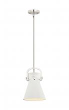  410-1SS-PN-M411-8W - Newton Cone - 1 Light - 8 inch - Polished Nickel - Mini Pendant