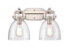  410-2W-SN-G412-7CL - Newton Bell - 2 Light - 17 inch - Satin Nickel - Bath Vanity Light