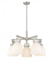 Innovations Lighting 410-5CR-SN-G412-7WH - Newton Bell - 5 Light - 26 inch - Satin Nickel - Chandelier