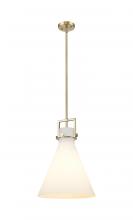  411-1SL-BB-G411-14WH - Newton Cone - 1 Light - 14 inch - Brushed Brass - Cord hung - Pendant