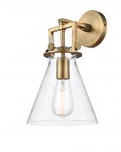  411-1W-BB-G411-8CL - Newton Cone - 1 Light - 8 inch - Brushed Brass - Sconce