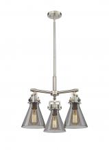  411-3CR-SN-G411-7SM - Newton Cone - 3 Light - 21 inch - Satin Nickel - Pendant