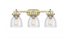  411-3W-BB-G412-7SDY - Newton Bell - 3 Light - 27 inch - Brushed Brass - Bath Vanity Light