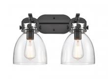  412-2W-BK-7CL - Newton Bell - 2 Light - 17 inch - Matte Black - Bath Vanity Light