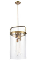  413-4S-BB-12CL - Pilaster - 4 Light - 12 inch glass - Brushed Brass - Cord hung - Pendant