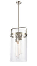  413-4S-SN-12CL - Pilaster - 4 Light - 12 inch glass - Brushed Satin Nickel - Cord hung - Pendant