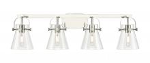  423-4W-PN-G411-6CL - Pilaster II Cone - 4 Light - 37 inch - Polished Nickel - Bath Vanity Light