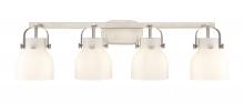 Innovations Lighting 423-4W-SN-G412-6WH - Pilaster II Bell - 4 Light - 37 inch - Satin Nickel - Bath Vanity Light