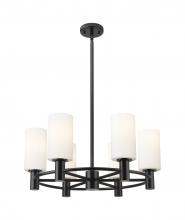  434-6CR-BK-G434-7WH - Crown Point - 6 Light - 24 inch - Matte Black - Chandelier