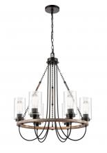  442-6CR-BK-CL - Paladin - 6 Light - 25 inch - Matte Black - Chain Hung - Chandelier