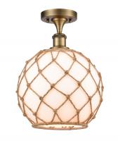 Innovations Lighting 516-1C-BB-G121-10RB-LED - Farmhouse Rope - 1 Light - 10 inch - Brushed Brass - Semi-Flush Mount