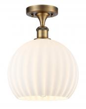  516-1C-BB-G1217-10WV - White Venetian - 1 Light - 10 inch - Brushed Brass - Semi-Flush Mount