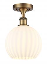  516-1C-BB-G1217-8WV - White Venetian - 1 Light - 8 inch - Brushed Brass - Semi-Flush Mount