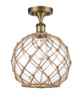 Innovations Lighting 516-1C-BB-G122-10RB-LED - Farmhouse Rope - 1 Light - 10 inch - Brushed Brass - Semi-Flush Mount