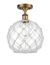 Innovations Lighting 516-1C-BB-G122-10RW-LED - Farmhouse Rope - 1 Light - 10 inch - Brushed Brass - Semi-Flush Mount