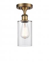  516-1C-BB-G802 - Clymer - 1 Light - 4 inch - Brushed Brass - Semi-Flush Mount