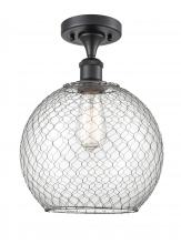 Innovations Lighting 516-1C-BK-G122-10CSN - Farmhouse Chicken Wire - 1 Light - 10 inch - Matte Black - Semi-Flush Mount