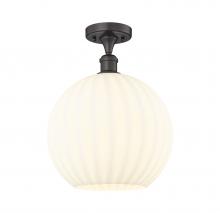  516-1C-OB-G1217-12WV - White Venetian - 1 Light - 12 inch - Oil Rubbed Bronze - Semi-Flush Mount